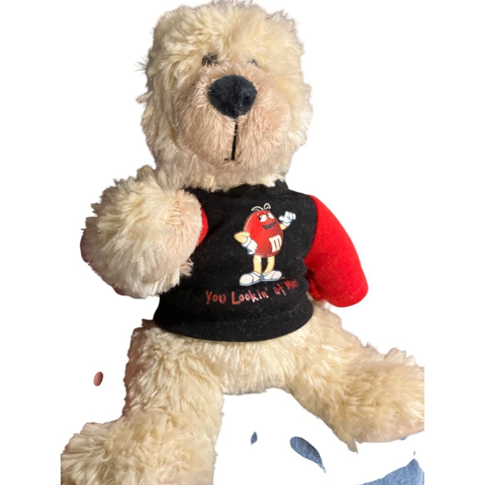 Boyds Bear Plush Wearing M&Ms Red Character Shirt You Lookin At Me? Design